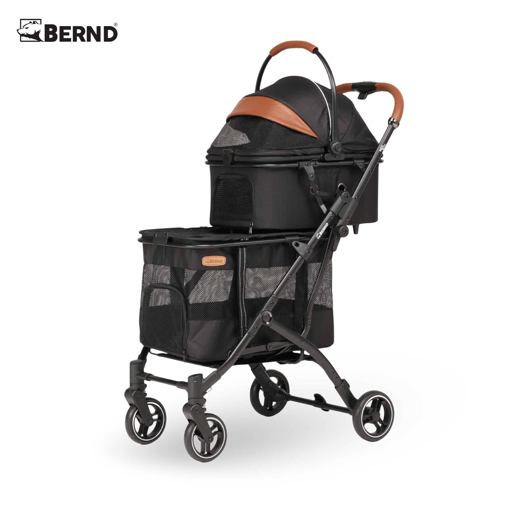 รถเข็นสัตว์เลี้ยงแบบสองชั้น BERND WANDA PET PLUS - OBSIDIAN BLACK_0